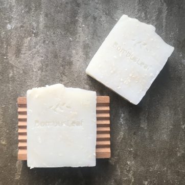 Ripple Wooden Soap Dish with Coconut and Lime Soap Scrub