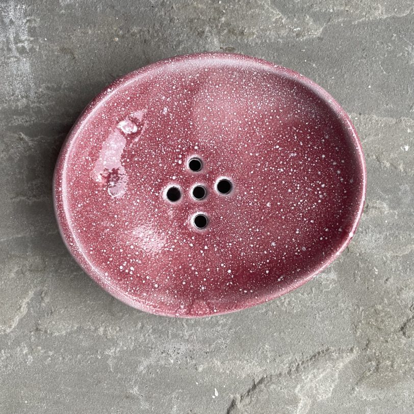 Single Pink Ceramic Soap Dish